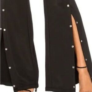 Black Wide-Leg Pants with rhinestone Details